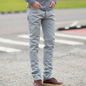 Gustin Skinny Fit Jeans Monster Bedford Corduroy 5 Pocket Pants Blue Grey 30x34